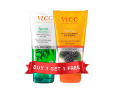 VLCC Neem Face Wash & VLCC Anti Tan Face Wash -150ml X 2- Buy One Get One (300ml) - with Neem Extract, Chamomile Oil, Tea Tree Oil and Mulberry Extract.