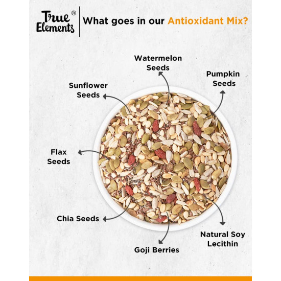 True Elements Antioxidant Mix Seeds 250g - Seeds Mix for Eating | Edible Seeds | Protein Rich Snacks | Mix of 6 Seed & Berries