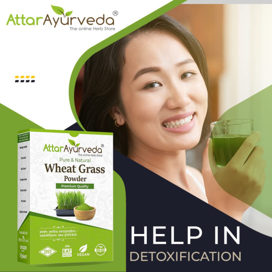 Attar Ayurveda 100% Natural Wheat Grass Powder (100 Gram) | Pure, Preservative free, Non-GMO | Immunity booster, De-Toxifying, Support healthy metabolism Attar Ayurveda 100% Natural Wheat Grass Powder (100 Gram) | Pure, Preservative free, Non-GMO | Immunity booster, De-Toxifying, Support healthy metabolism