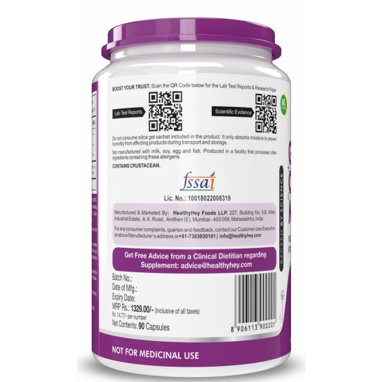 HealthyHey Nutrition Glucosamine Chondroitin and MSM for Cartilage; Joint and Bone, 90 Capsules