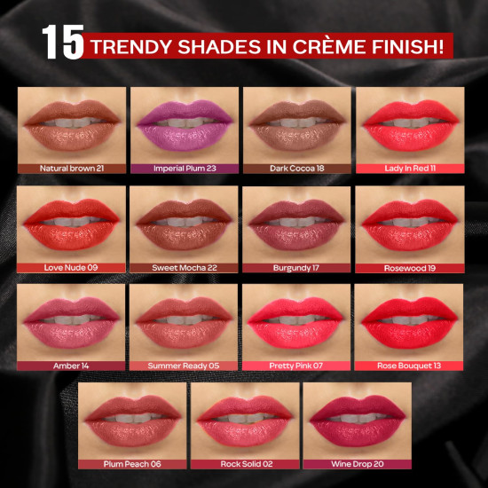 FACESCANADA Weightless Creme Finish Lipstick - Wine Drop (Maroon), 4G | Creamy Finish | Smooth Texture | Long Lasting Rich Color | Hydrated Lips | Vitamin E, Jojoba Oil, Shea Butter, Almond Oil