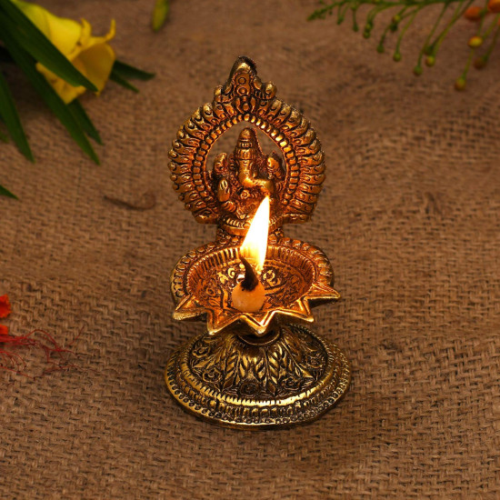 Collectible India Ganesha Diya Oil Lamp - Diwali Diya for Puja Diwali Gift Home Temple Articles Decoration Gifts - Diwali Decoration Items for Home Decor -Return Gift