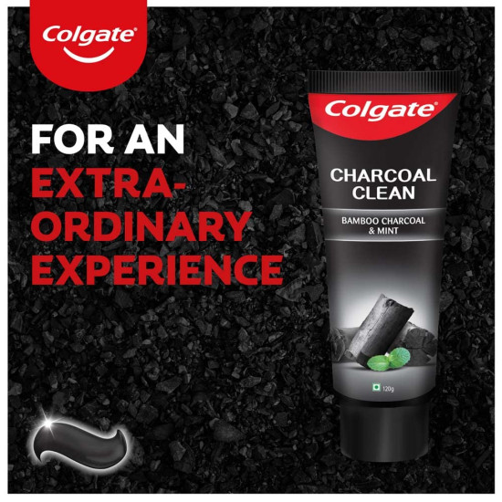 Colgate Charcoal Clean 120g Black Gel Toothpaste, Deep Clean Colgate Toothpaste With Bamboo Charcoal & Wintergreen Mint For Plaque Removal, Deep Clean & Tingling Fresh Mouth Experience