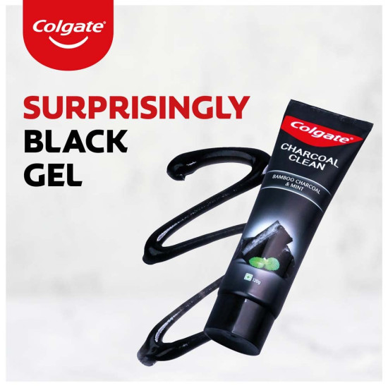 Colgate Charcoal Clean 120g Black Gel Toothpaste, Deep Clean Colgate Toothpaste With Bamboo Charcoal & Wintergreen Mint For Plaque Removal, Deep Clean & Tingling Fresh Mouth Experience