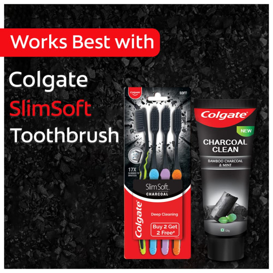 Colgate Charcoal Clean 120g Black Gel Toothpaste, Deep Clean Colgate Toothpaste With Bamboo Charcoal & Wintergreen Mint For Plaque Removal, Deep Clean & Tingling Fresh Mouth Experience