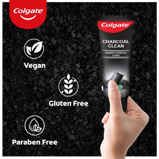 Colgate Charcoal Clean 120g Black Gel Toothpaste, Deep Clean Colgate Toothpaste With Bamboo Charcoal & Wintergreen Mint For Plaque Removal, Deep Clean & Tingling Fresh Mouth Experience