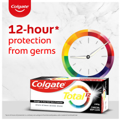 Colgate Total Whole Mouth Health, Antibacterial Toothpaste, 120gm x 4pcs (480gm) (Charcoal Deep Clean) (Pack of 4), World's No. 1* Germ-fighting Toothpaste