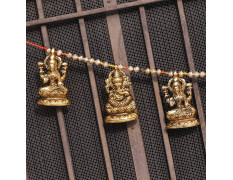 Collectible India Metal Door Hanging Toran Bandarwal for Home Decoration/Lakshmi Ganesha Toran Mandir Temple (35 x 3.5 inch, Gold) (1)