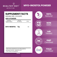 Healthyhey Nutrition 100% Pure Myo Inositol Powder (Vitamin B8), 400gm pack