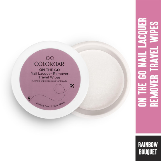 Colorbar On the Go Nail Lacquer Remover Wipes, Rainbow Bouquet, 30 Pieces | Handbag-friendly | Enriched with Olive Oil | Biodegradable.