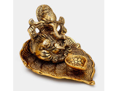 Collectible India Return Gift Ganesh Idol on Leaf - Lord Ganesha with Diya - Metal Diya for Diwali Decoration Items Home Decorative Gift Puja Gifts Corporate, Diwali Gift Item