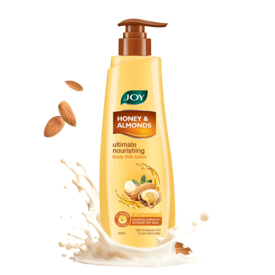 Joy Honey & Almonds Ultimate Nourishing Body Milk Lotion (400ml) | With Shea Butter & Vitamin E | Long Lasting Moisture | Prevents Dryness & Provides Intense Moisturization for Dry Skin