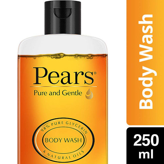 Pears Pure and Gentle Body Wash 250 ml, 98% Pure Glycerin, Liquid Shower Gel crafted with Natural Oils for Glowing Skin, Paraben Free & 100% Soap Free