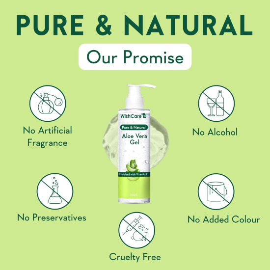WishCare Pure & Natural Aloe Vera Gel for Skin, Face & Hair - With Vitamin E- For Men and Women 200ml WishCare Pure & Natural Aloe Vera Gel for Skin, Face & Hair - With Vitamin E- For Men and Women 200ml