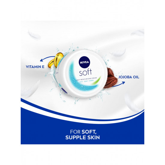 NIVEA Soft Light Moisturizer 500ml | For Face, Hand & Body, Instant Hydration | Non-Greasy Cream | With Vitamin E & Jojoba Oil | All Skin Types