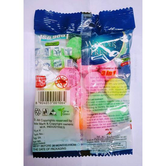 Wonder Fresh Colour Naphthalene Ball 100gms (Pack of 5 Packets)