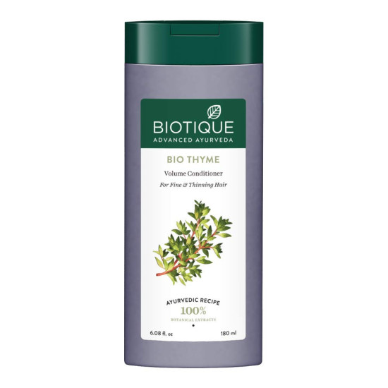 Biotique Bio Thyme Volume Conditioner for Fine and Thinning Hair | Gives Volume and Bounce to Hair | Helps in Thicken Follicles |100% Botanical Extracts| Suitable for All Skin Types | 180ml