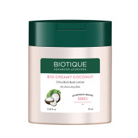 Biotique Creamy Coconut Deep Nourish Body lotion For Extra Dry Skin | Heals, Repairs, and Soothes the Skin | Moisturizing and Skin-Humidifying | 100% Botanical Extracts| All Skin Types | 75ml