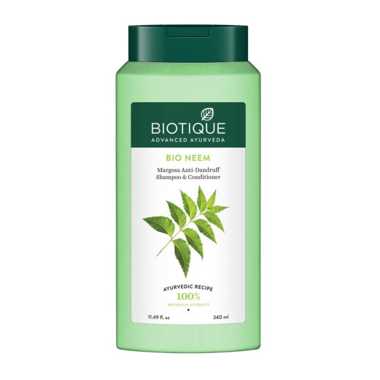 Biotique Fresh Neem Anti Dandruff Shampoo and Conditioner | Controls Dandruff | Eliminates Dryness, Flaking, and Itching | Hair Looks Fresh and Lustrous |Suitable for All Skin Types | 340ml