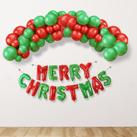 Party Propz Christmas decoration kit - 26 Pcs, Christmas backdrop banner | christmas balloons for decoration | balloons for decoration | Banner | Balloons