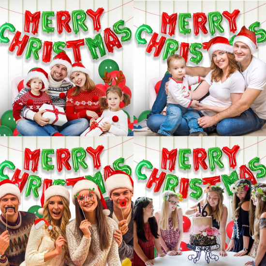 Party Propz Christmas decoration kit - 26 Pcs, Christmas backdrop banner | christmas balloons for decoration | balloons for decoration | Banner | Balloons