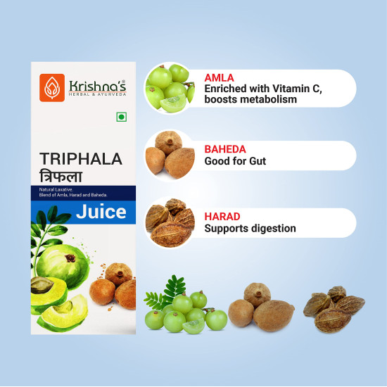 KRISHNA'S HERBAL & AYURVEDA Triphala Juice - 1000 Ml | Natural Laxative | Enriched With Amla, Harad, Baheda | Improves Digestion