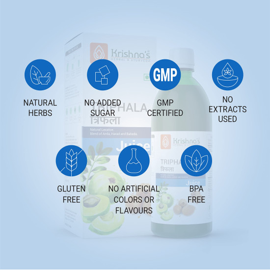 KRISHNA'S HERBAL & AYURVEDA Triphala Juice - 1000 Ml | Natural Laxative | Enriched With Amla, Harad, Baheda | Improves Digestion