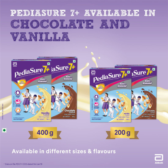 Pediasure 7+ Specialized Nutrition Drink Powder 400 grams,Vanilla Delight Flavour,Scientifically Designed Nutrition for Growing Children,Supports Height Gain,Muscle Strength &Brain Development