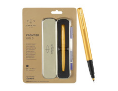 Parker Frontier Gold Roller Ball Pen| Ink Color - Blue | Perfect For Professional Use | Elite Pen For Corporate Purposes