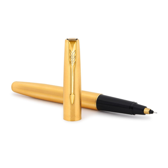 Parker Frontier Gold Roller Ball Pen| Ink Color - Blue | Perfect For Professional Use | Elite Pen For Corporate Purposes Parker Frontier Gold Roller Ball Pen| Ink Color - Blue | Perfect For Professional Use | Elite Pen For Corporate Purposes
