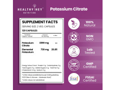 HealthyHey Nutrition Potassium Citrate -120 Vegetable Capsules