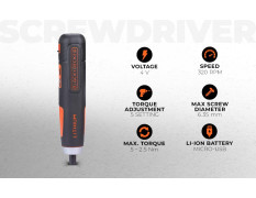 BLACK+DECKER BD40K27 4V 6.35mm Li-ion Cordless Screwdriver with E-Clutch and Intelligent Torque System with 2 LED Worklights & 27-Piece Accessories for Home & DIY Use, 1 Year Warranty, ORANGE & BLACK