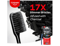 Colgate Slimsoft Charcoal Manual Toothbrush for Adults (Buy 2, Get 2 Free) - 4 Pcs, 17X Slimmer Tip Bristles