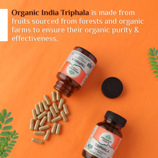 ORGANIC INDIA Triphala Ayurvedic Capsules || Improve Digestion & Colon Cleanse ||Constipation Acidity IBS and Gastric Issues||Vitamin C & Antioxidants - 180 N Veg Capsules