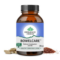 A TATA Product - Organic India Bowelcare - 180 Veg Capsules, Helps Relieve Constipation, Hyperacidity & IBS, Clean & Lubricate Bowel, Normalizes Digestion & Elimination, GMP & NPOP Certified Organic