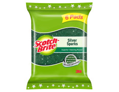Scotch-Brite Silver Sparks Scrubber for Utensil Cleaning (Everyday Dishwashing)- Pack 6