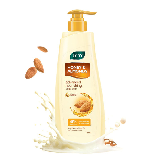 Joy Honey & Almonds Advanced Nourishing Lightweight Summer Body Lotion 750ml | Enriched With Shea Butter | Natural Sunscreen Filters | 48 Hour Moisture, Suitable for Normal to Dry Skin