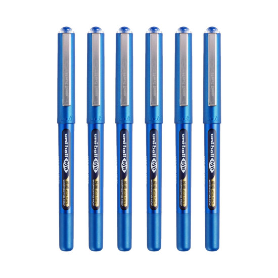 uni-ball UB150-38 0.38mm Ultra Micro Eye Roller Pen | Blue Body, Blue Ink, Pack of 6