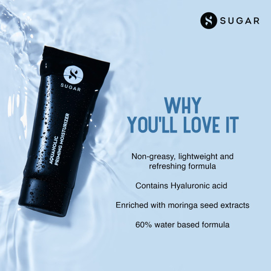 SUGAR Cosmetics Aquaholic 2 in 1 Priming Moisturizer | Non-greasy | Lightweight Formulation | 30 ml SUGAR Cosmetics Aquaholic 2 in 1 Priming Moisturizer | Non-greasy | Lightweight Formulation | 30 ml