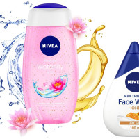 Nivea Face Wash, Milk Delights Moisturizing Honey, Dry Skin, 100ml & Shower Gel, Water Lily & Oil Body Wash, Women, 250ml