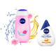 Nivea Face Wash, Milk Delights Moisturizing Honey, Dry Skin, 100ml & Shower Gel, Water Lily & Oil Body Wash, Women, 250ml