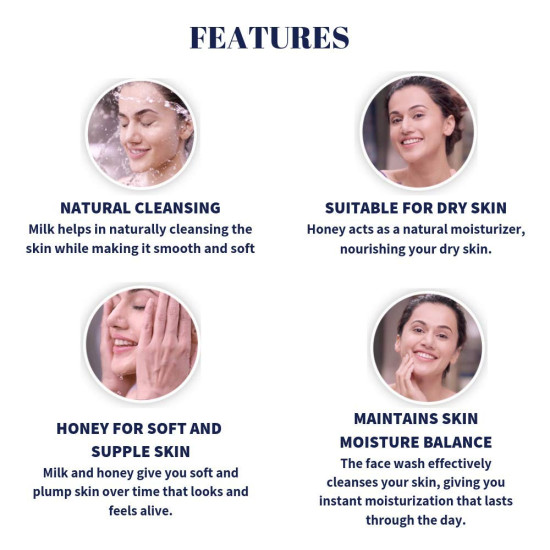 Nivea Face Wash, Milk Delights Moisturizing Honey, Dry Skin, 100ml & Shower Gel, Water Lily & Oil Body Wash, Women, 250ml