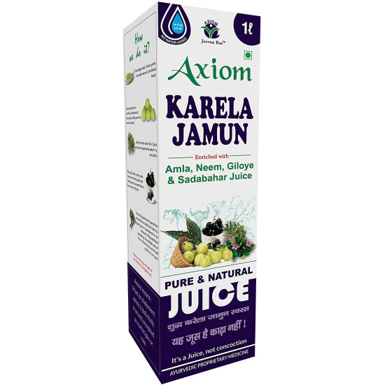 Axiom Karela Jamun Juice | Enriched with Neem, Karela, Jamun & Giloye | Helps to Maintain Blood Sugar Levels|Enhance Digestive System -1L (Pack of 4)