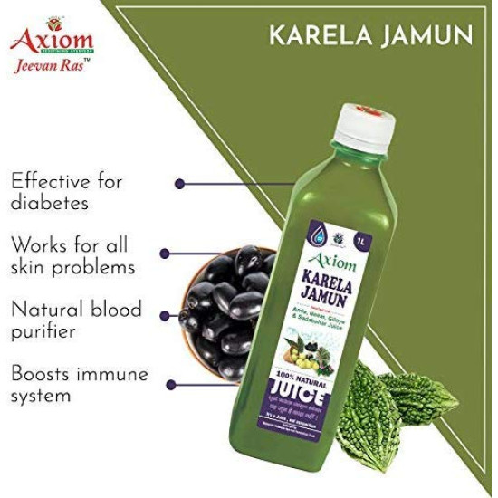 Axiom Karela Jamun Juice | Enriched with Neem, Karela, Jamun & Giloye | Helps to Maintain Blood Sugar Levels|Enhance Digestive System -1L (Pack of 4)