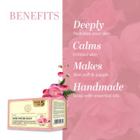KHADI NATURAL Ayurvedic Rosewater Handmade Soap| Hyderated & Nourishes Skin| (Pack of 5) (5x125 g) (625 g)