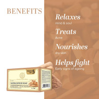 Khadi Natural Sandalwood Soap | Natural Handmade Soap | Herbal Bathing Soap for Hydrated Skin | Natural Soap with Essential Oils | Suitable for All Skin Types | Pack of 5(125gx5) (625g)