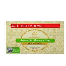 KHADI NATURAL Ayurvedic Aloevera Soap Super Saver Pack 4+1, 125 g (Pack of 5)