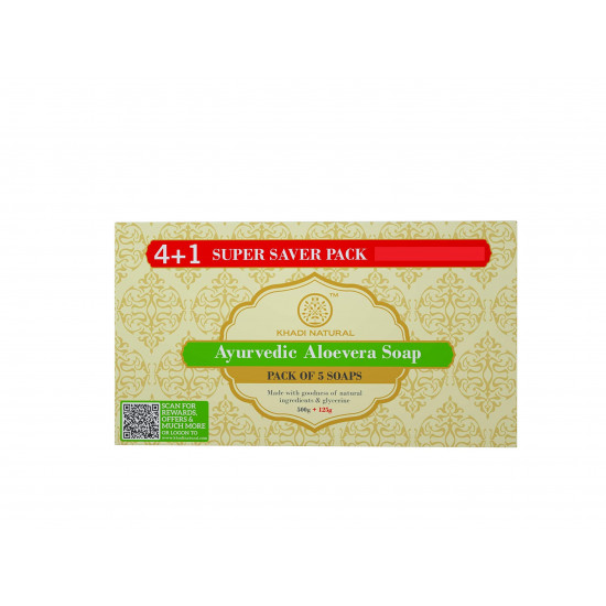 KHADI NATURAL Ayurvedic Aloevera Soap Super Saver Pack 4+1, 125 g (Pack of 5)