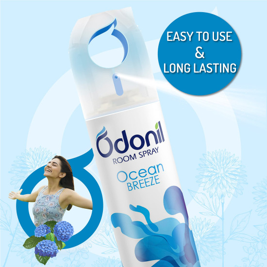 Odonil Room Air Freshner Spray, Ocean Breeze - 220 ml | Nature Inspired Fragrance for Home & Office | Long Lasting Fragrance