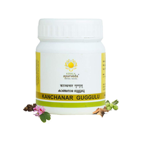 Kerala Ayurveda Kanchanar Guggulu| Combats Hypothyroidism | Boost T3 and T4 Production |Advanced Thyroid Health |Better Hormonal Health | With Kanchanara, Guggulu, Varuna, Triphala, & Trikatu |60 Tablets